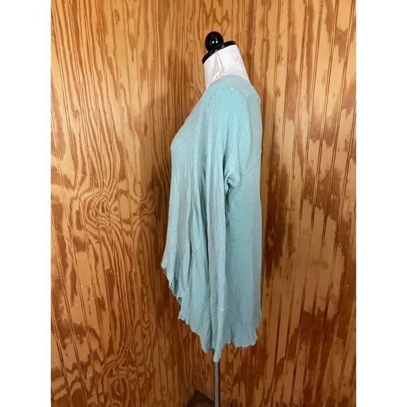 We The Free People Thermal Top Pullover Hi-Low Long Sleeve Knit Green Sz S - Picture 3 of 7